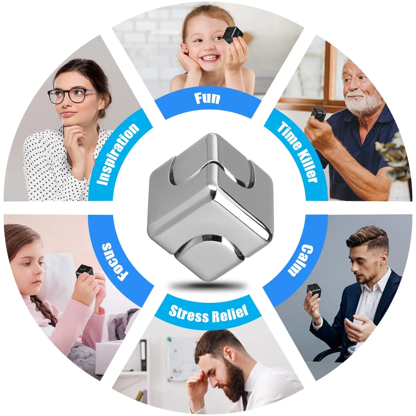 Metal Cube Rotating Fingertip Gyroscope Fidget anti Stress Toys Adult Office Home Travel Portable Spinner Toys Christmas Gifts